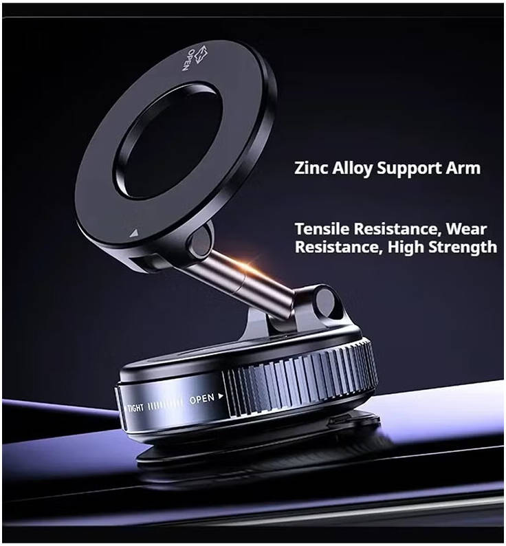 Vacuum Suction Magnetic Phone Mount – Mobile Suction Holder 360° Adjustable Dashboard & Windshield Holder