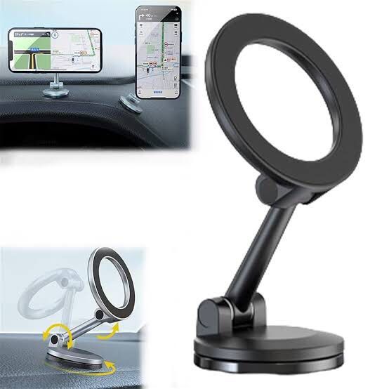 Vacuum Suction Magnetic Phone Mount – Mobile Suction Holder 360° Adjustable Dashboard & Windshield Holder