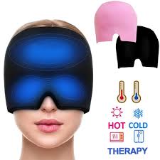 Migraine Relief Cap Hot & Cold Therapy Ice Cap for Headache Relief – Reusable Gel Ice Bead Face Mask & Head Wrap for Tension, Stress, Sinus, & Pain Relief – Soothing Cooling & Heating Sleep Mask for Men & Women