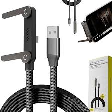 Invisible Holder Charger Cable with Stand, 240W Super Fast Charging with Folding and Tangle-Free,for iPhone 15-17/Smartphones/Tablets, Type C Braided Design for Gaming Office Travel (Type-C to Type-C)