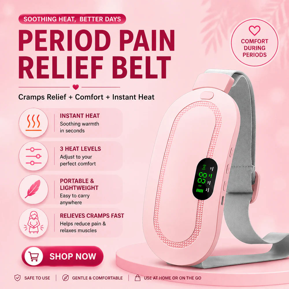 Period Cramp Relief Belt, Rechargeable Heating & Massager