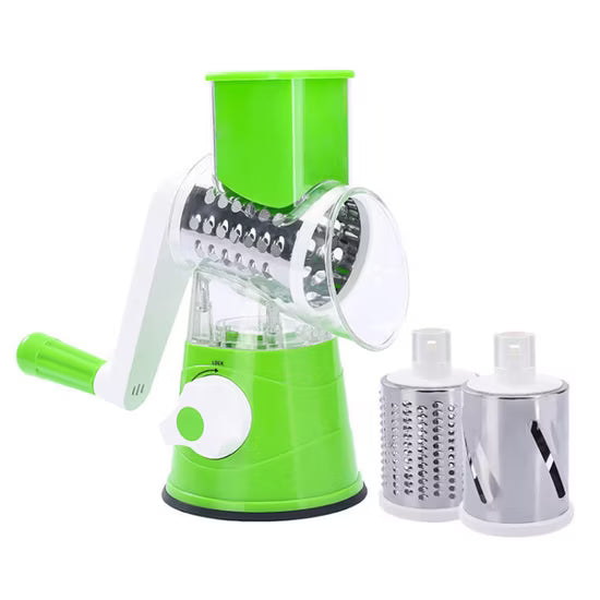 Multifunctional Roller Vegetable Cutter, 3 In 1 Vegetable Slicer And Cutter, Manual Rotary Drum Greator, Hand Roller Type Square Drum Vegetable Cutter with 3 Removable Blades For Kitchen