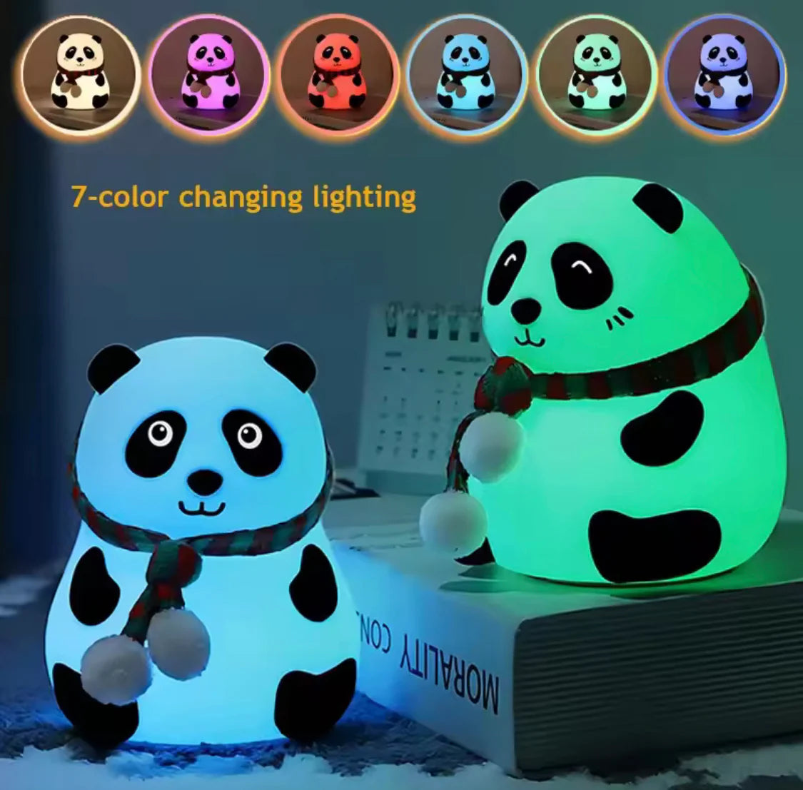 Cute Panda Shape Silicone LED Rechargeable Touch Lamp