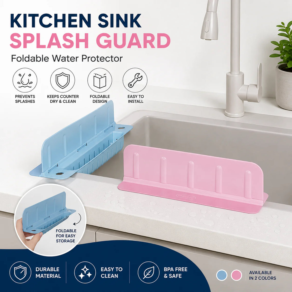 Foldable Sink Splash Guard Kitchen Water Splash Protector